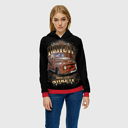 Толстовка-худи женская Хот род в rat стиле на базе Ford F-1, цвет: 3D-красный — фото 2