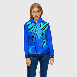 Толстовка-худи женская Sport uniform - синие брызки, цвет: 3D-синий — фото 2