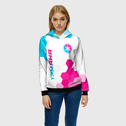 Толстовка-худи женская Yamaha neon gradient style: надпись, символ, цвет: 3D-черный — фото 2