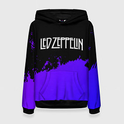 Толстовка-худи женская Led Zeppelin purple grunge, цвет: 3D-черный