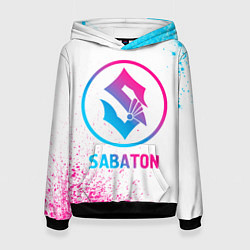 Толстовка-худи женская Sabaton neon gradient style, цвет: 3D-черный