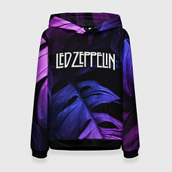 Толстовка-худи женская Led Zeppelin neon monstera, цвет: 3D-черный