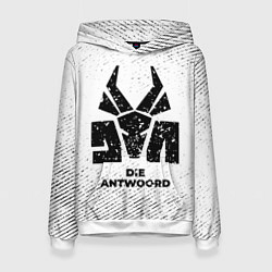 Толстовка-худи женская Die Antwoord с потертостями на светлом фоне, цвет: 3D-белый