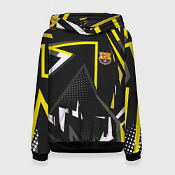 Толстовка-худи женская ФК Барселона эмблема, цвет: 3D-черный