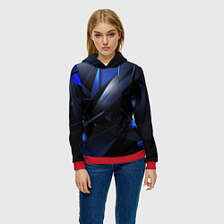 Толстовка-худи женская Blue black background, цвет: 3D-красный — фото 2