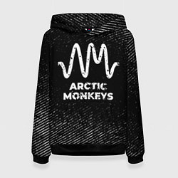 Толстовка-худи женская Arctic Monkeys с потертостями на темном фоне, цвет: 3D-черный