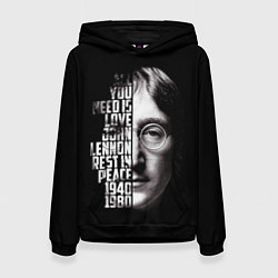 Толстовка-худи женская Джон Леннон легенда, цвет: 3D-черный