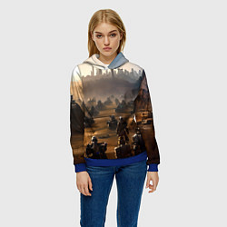 Толстовка-худи женская Киберпанк: война будущего, цвет: 3D-синий — фото 2