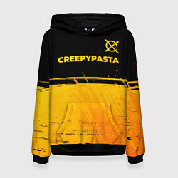 Толстовка-худи женская CreepyPasta - gold gradient: символ сверху, цвет: 3D-черный