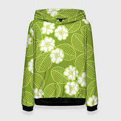 Толстовка-худи женская Весенние цветы, цвет: 3D-черный