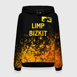 Толстовка-худи женская Limp Bizkit - gold gradient: символ сверху, цвет: 3D-черный