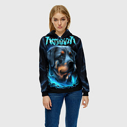 Толстовка-худи женская Rottweiler and lightnings, цвет: 3D-черный — фото 2