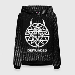 Толстовка-худи женская Disturbed с потертостями на темном фоне, цвет: 3D-черный