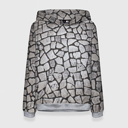 Толстовка-худи женская Каменный серый паттерн, цвет: 3D-меланж