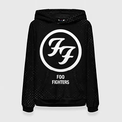 Толстовка-худи женская Foo Fighters glitch на темном фоне, цвет: 3D-черный