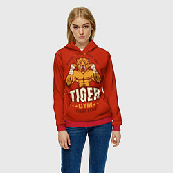Толстовка-худи женская Tiger - боец, цвет: 3D-красный — фото 2