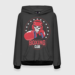 Толстовка-худи женская Boxing club - боксёр, цвет: 3D-черный