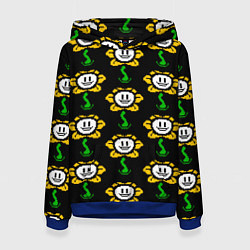 Толстовка-худи женская Undertale - flowey smile, цвет: 3D-синий
