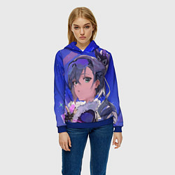 Толстовка-худи женская Хонкай Стар Рейл: Серебряный Волк, цвет: 3D-синий — фото 2