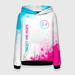 Толстовка-худи женская Twenty One Pilots neon gradient style: надпись, си, цвет: 3D-черный