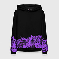 Толстовка-худи женская Скелеты в неоновом огне, цвет: 3D-черный