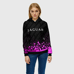 Толстовка-худи женская Jaguar pro racing: символ сверху, цвет: 3D-черный — фото 2