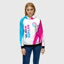 Толстовка-худи женская Black Butler neon gradient style: надпись, символ, цвет: 3D-черный — фото 2