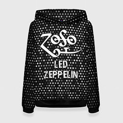 Толстовка-худи женская Led Zeppelin glitch на темном фоне, цвет: 3D-черный