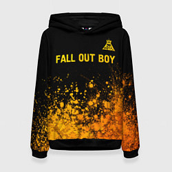 Толстовка-худи женская Fall Out Boy - gold gradient: символ сверху, цвет: 3D-черный