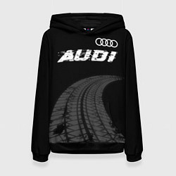 Женская толстовка Audi speed на темном фоне со следами шин: символ с