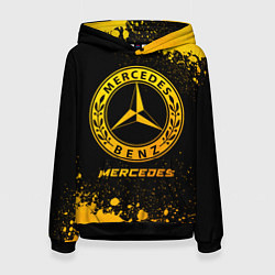 Толстовка-худи женская Mercedes - gold gradient, цвет: 3D-черный