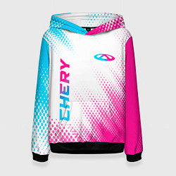 Толстовка-худи женская Chery neon gradient style: надпись, символ, цвет: 3D-черный