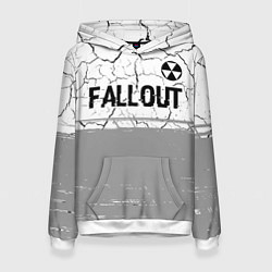 Толстовка-худи женская Fallout glitch на светлом фоне: символ сверху, цвет: 3D-белый