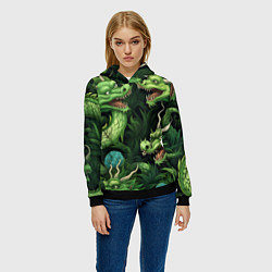 Толстовка-худи женская Восточные драконы: арт нейросети, цвет: 3D-черный — фото 2