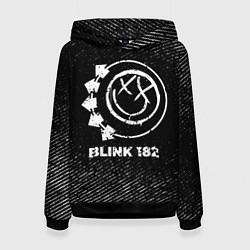 Толстовка-худи женская Blink 182 с потертостями на темном фоне, цвет: 3D-черный