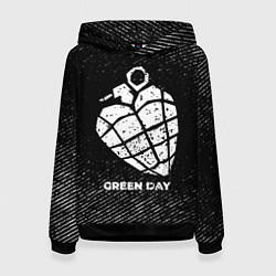 Толстовка-худи женская Green Day с потертостями на темном фоне, цвет: 3D-черный