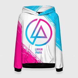 Толстовка-худи женская Linkin Park neon gradient style, цвет: 3D-черный