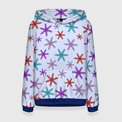 Толстовка-худи женская Веточки орнамент, цвет: 3D-синий