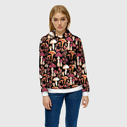 Толстовка-худи женская Грибы в сепии, цвет: 3D-белый — фото 2