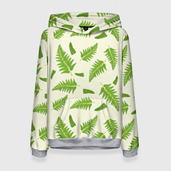 Толстовка-худи женская Лесной зеленый папоротник, цвет: 3D-меланж