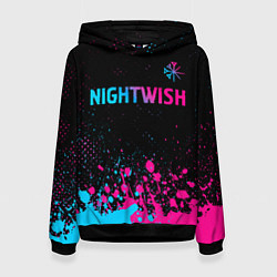 Толстовка-худи женская Nightwish - neon gradient: символ сверху, цвет: 3D-черный