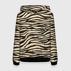 Толстовка-худи женская Шкура зебры и белого тигра, цвет: 3D-черный