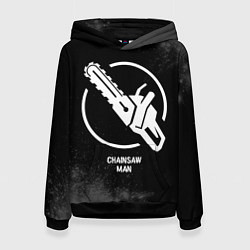 Толстовка-худи женская Chainsaw Man glitch на темном фоне, цвет: 3D-черный