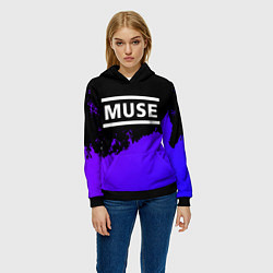 Толстовка-худи женская Muse purple grunge, цвет: 3D-черный — фото 2