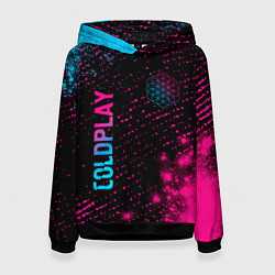 Толстовка-худи женская Coldplay - neon gradient: надпись, символ, цвет: 3D-черный