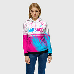 Толстовка-худи женская Garbage neon gradient style: символ сверху, цвет: 3D-черный — фото 2