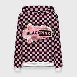 Толстовка-худи женская Blackpink logo roses, цвет: 3D-белый