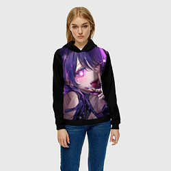 Толстовка-худи женская Oshi no ko - ай хошино, цвет: 3D-черный — фото 2