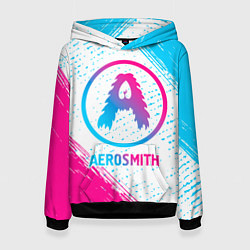 Толстовка-худи женская Aerosmith neon gradient style, цвет: 3D-черный