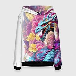 Толстовка-худи женская Свирепый дракон - татуировка - ирезуми - Япония, цвет: 3D-черный